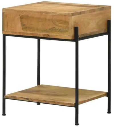 Declan 1-drawer Accent Table with Open Shelf Natural Mango and Black