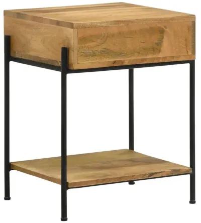 Declan 1-drawer Accent Table with Open Shelf Natural Mango and Black