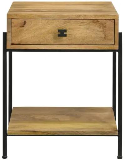 Declan 1-drawer Accent Table with Open Shelf Natural Mango and Black