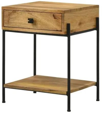 Declan 1-drawer Accent Table with Open Shelf Natural Mango and Black