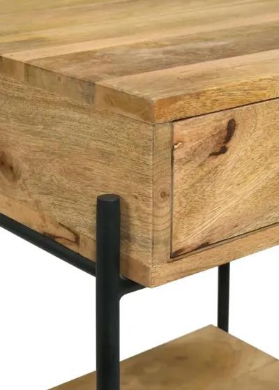 Declan 1-drawer Accent Table with Open Shelf Natural Mango and Black