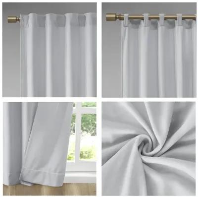 510 Design Colt Light Grey Room Darkening Poly Velvet Rod Pocket/Back Tab Curtain Panel Pair