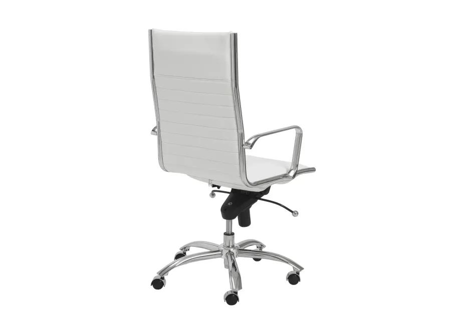 Dirk High Back Office Chair in White with Chromed Steel Base