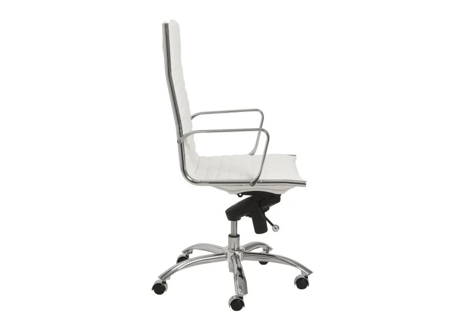 Dirk High Back Office Chair in White with Chromed Steel Base