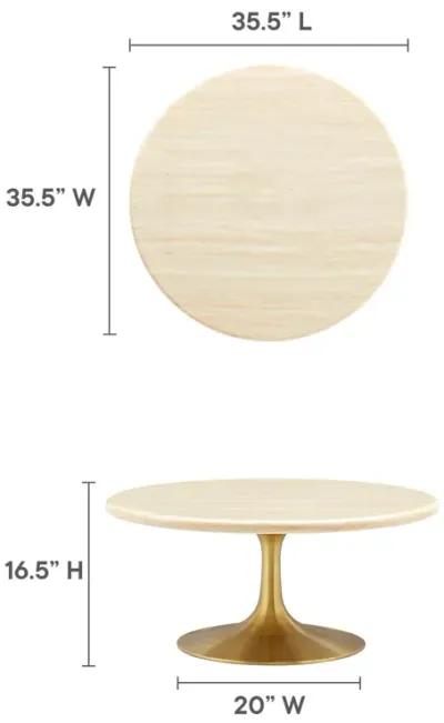 Lippa 36" Round Artificial Travertine  Coffee Table