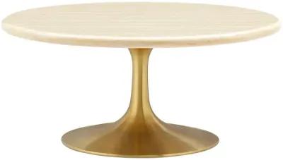 Lippa 36" Round Artificial Travertine  Coffee Table