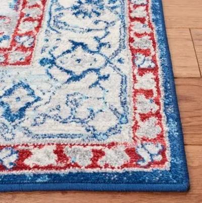 Brentwood 851 Navy / Red 2' X 8' Runner Powerloomed Rug