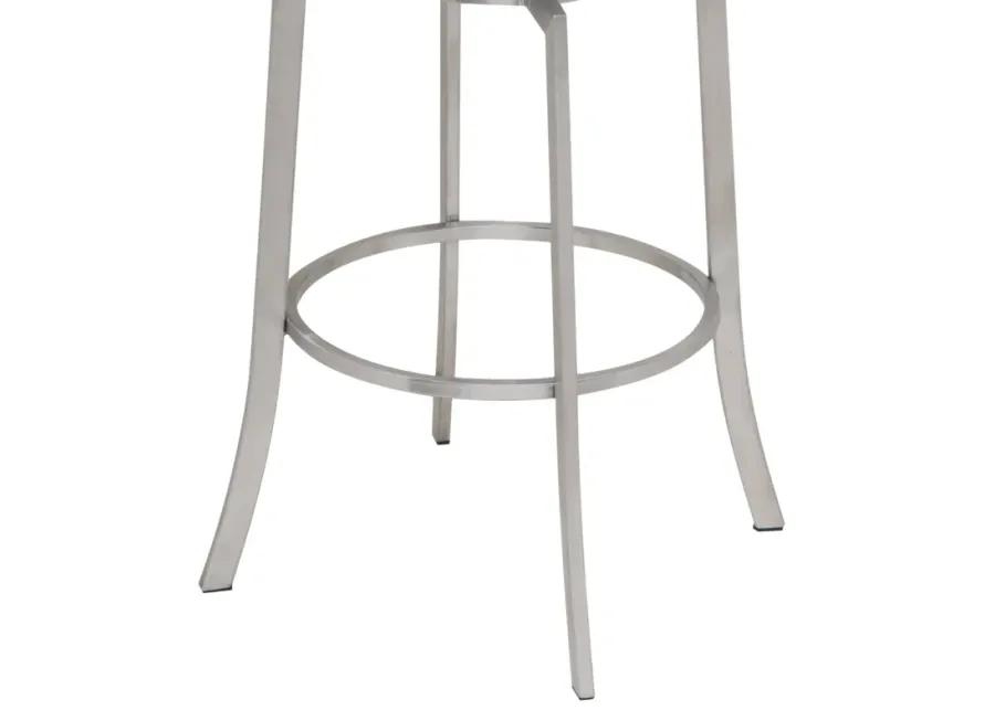 Viper 30" Bar Height Swivel Grey Faux Leather and Brushed Stainless Steel Bar Stool