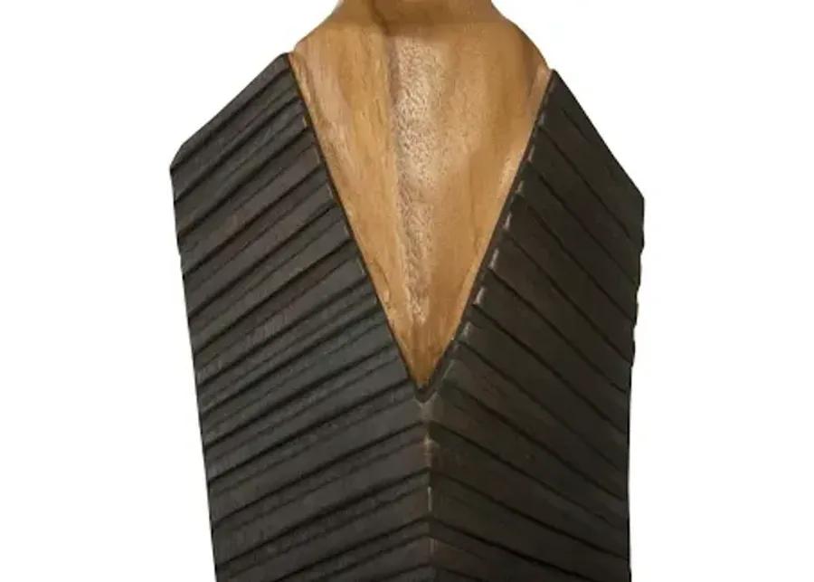 vested male sculpture, large, chamcha, natural, black, copper