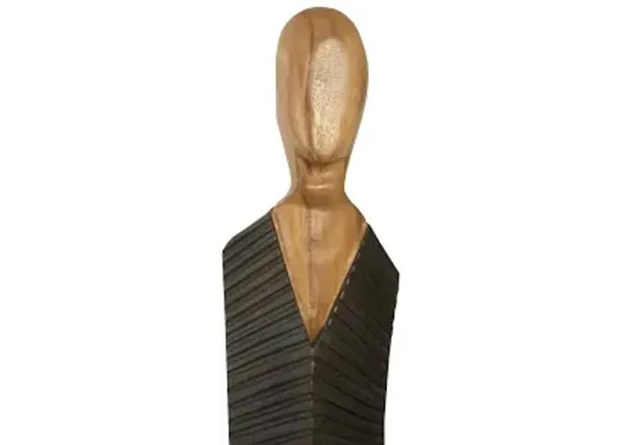 vested male sculpture, large, chamcha, natural, black, copper