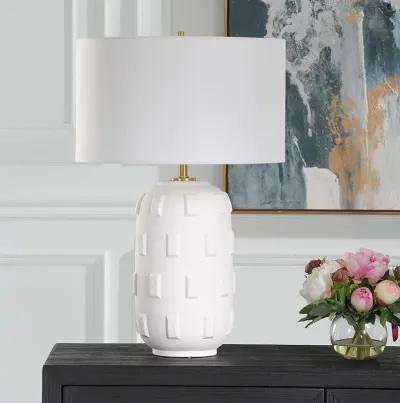 Emerie Textured White Table Lamp