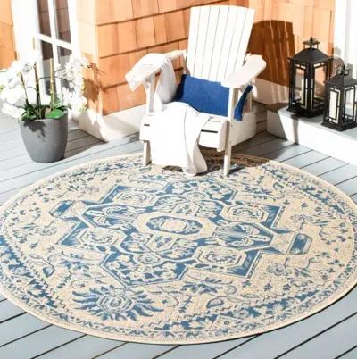 BEACH HOUSE Collection BHS138M-6R Blue / Creme 6'-7" X 6'-7" Round