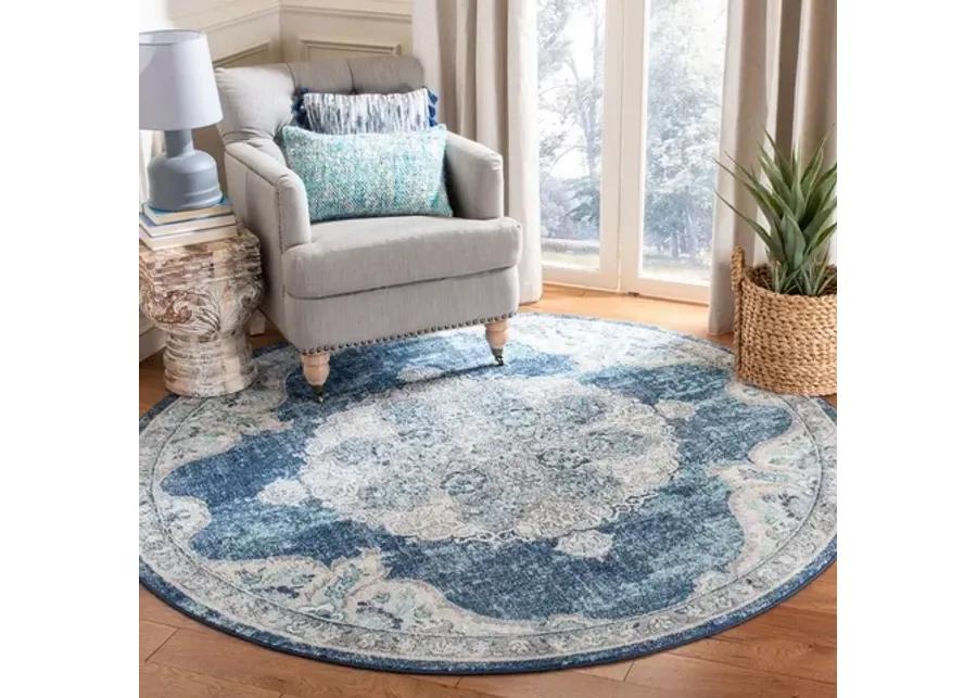 Brentwood 867 Navy / Ivory 6'-7" X 6'-7" Round Round Powerloomed Rug