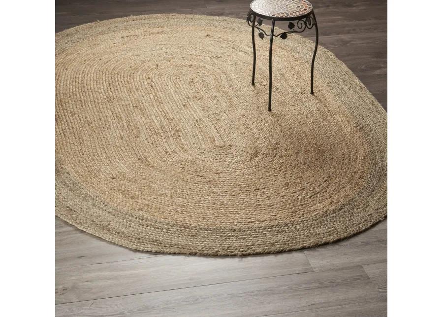 Nature Brown Contemporary Gradient Organic Jute Indoor Oval Area Rug 7' x 9'