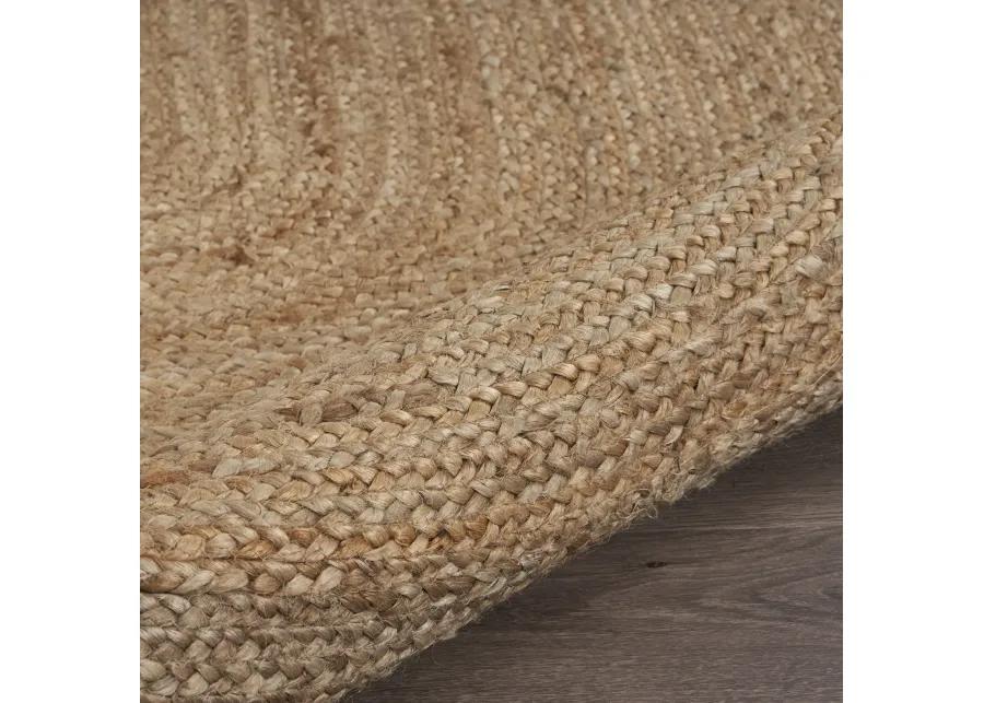 Nature Brown Contemporary Gradient Organic Jute Indoor Oval Area Rug 7' x 9'