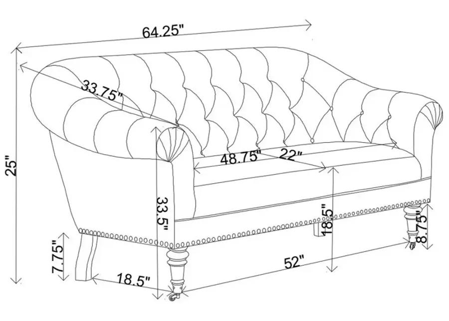 Billie Tufted Back Settee with Roll Arm Natural