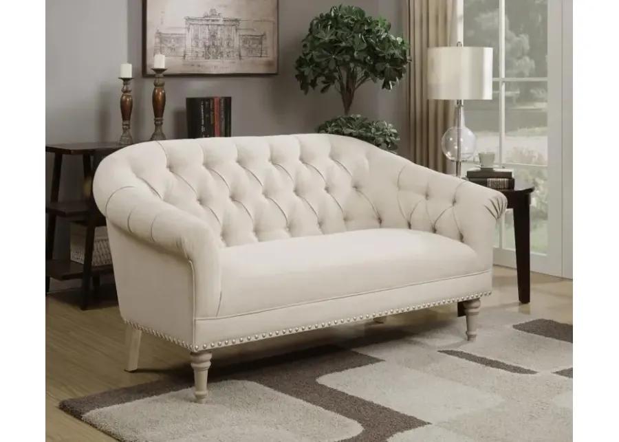 Billie Tufted Back Settee with Roll Arm Natural