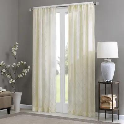 Madison Park Irina Ivory Diamond Sheer Window Curtain Panel