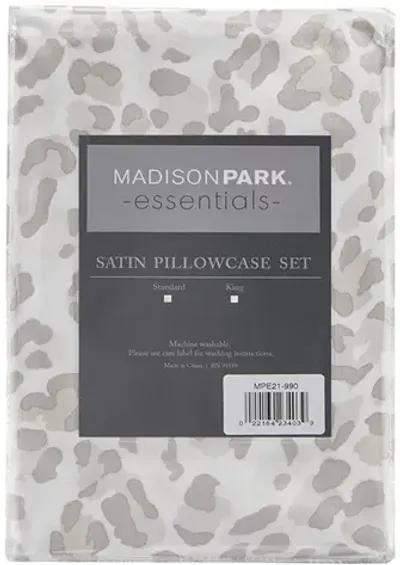 Madison Park Essentials Printed Satin Taupe Leopard Luxury 2 PC Pillowcases