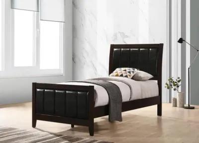 Carlton 4-piece Twin Upholstered Bedroom Set Cappuccino and Black