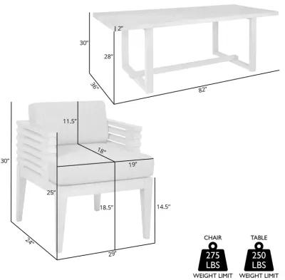 Vivid Outdoor Patio 5 Piece Dining Set in Gray Eucalyptus Wood with Gray Olefin Cushions