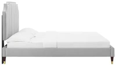 Colette Full Performance Velvet Platform Bed