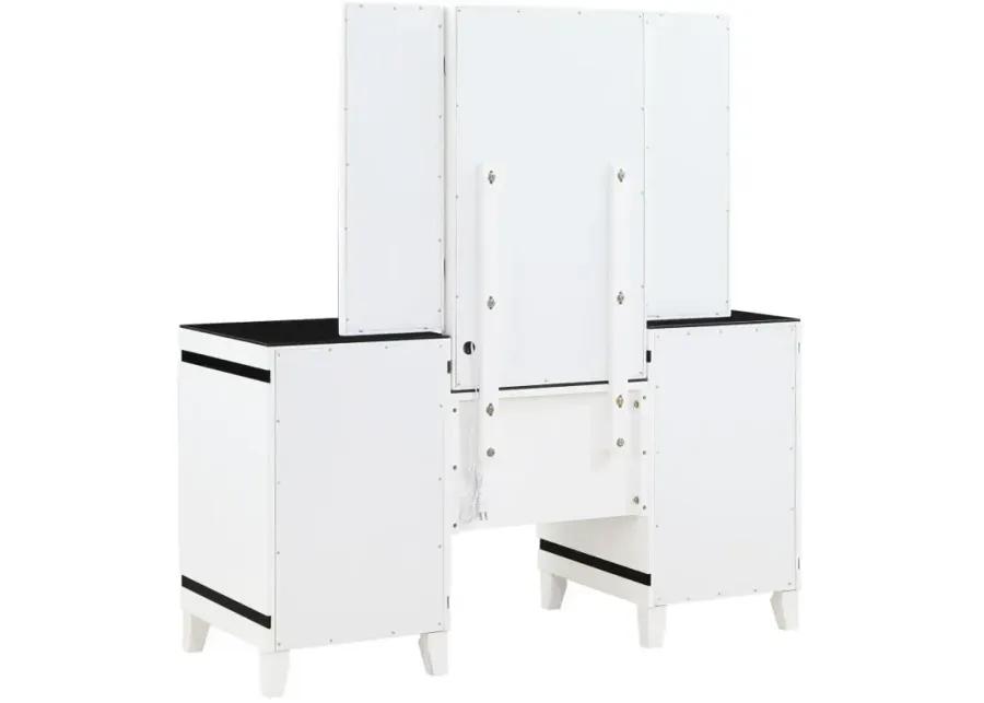 Talei 6-drawer Vanity Set with Hollywood Lighting Black and White