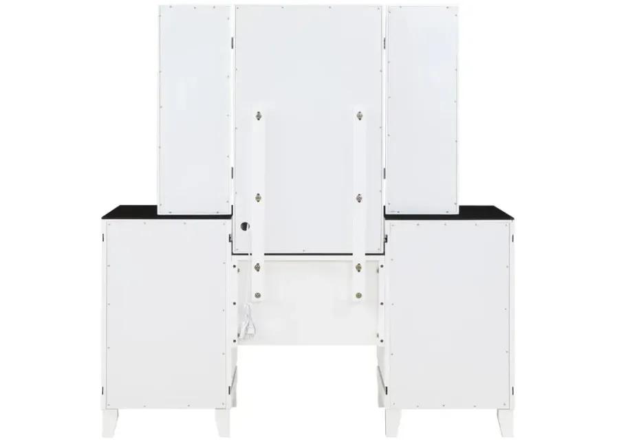 Talei 6-drawer Vanity Set with Hollywood Lighting Black and White