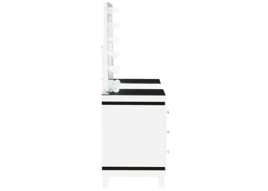 Talei 6-drawer Vanity Set with Hollywood Lighting Black and White