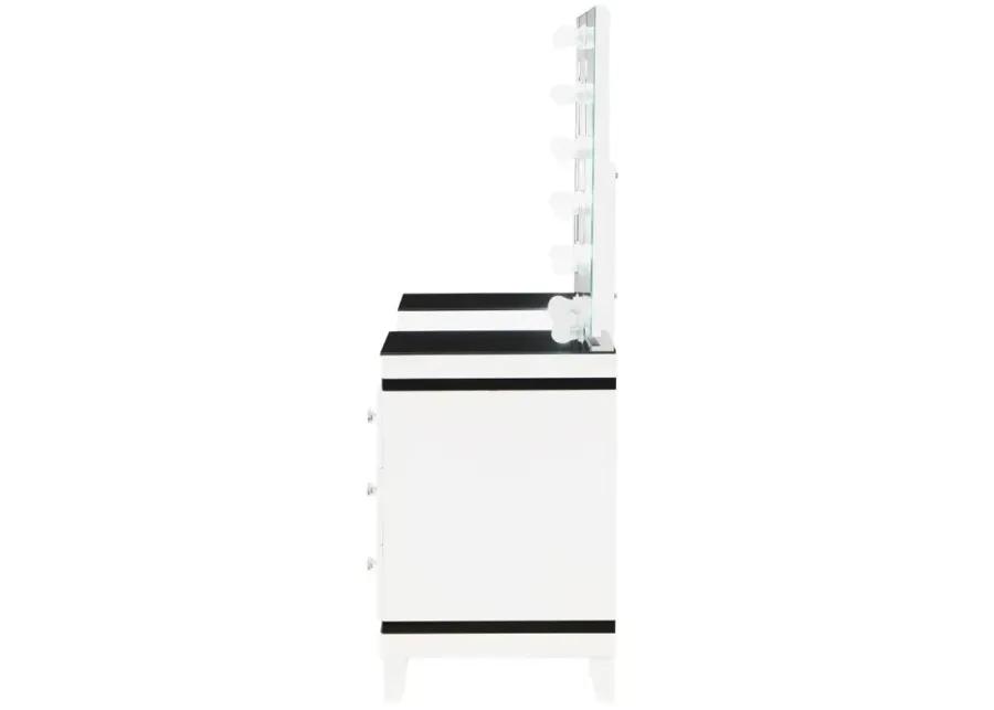 Talei 6-drawer Vanity Set with Hollywood Lighting Black and White