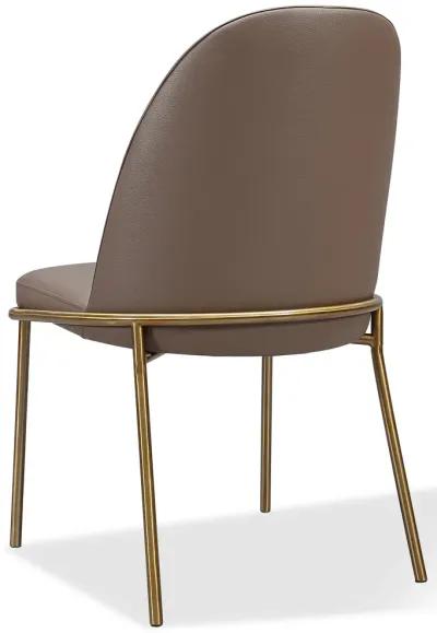 Doheny Leather Upholstered Metal Leg Dining Chair in Boots and Brass - Set