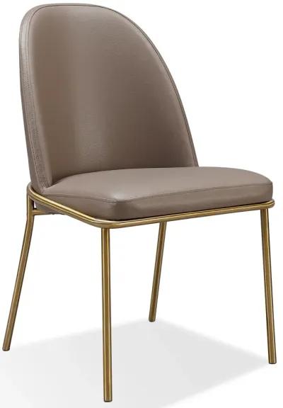 Doheny Leather Upholstered Metal Leg Dining Chair in Boots and Brass - Set