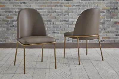 Doheny Leather Upholstered Metal Leg Dining Chair in Boots and Brass - Set