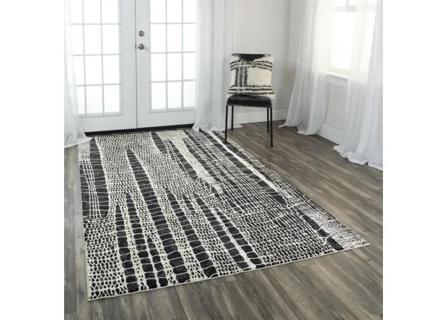 Emerge Beige/Black  Polyester 5'3" x 7'6" Rectangle Rug