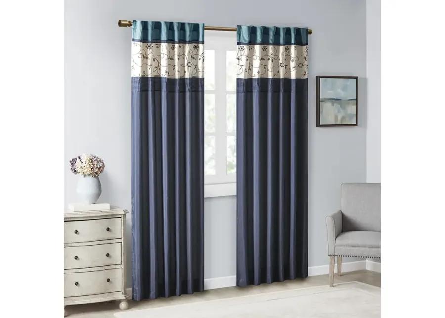 Madison Park Serene Navy Embroidered Curtain Panel