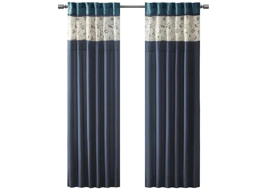 Madison Park Serene Navy Embroidered Curtain Panel