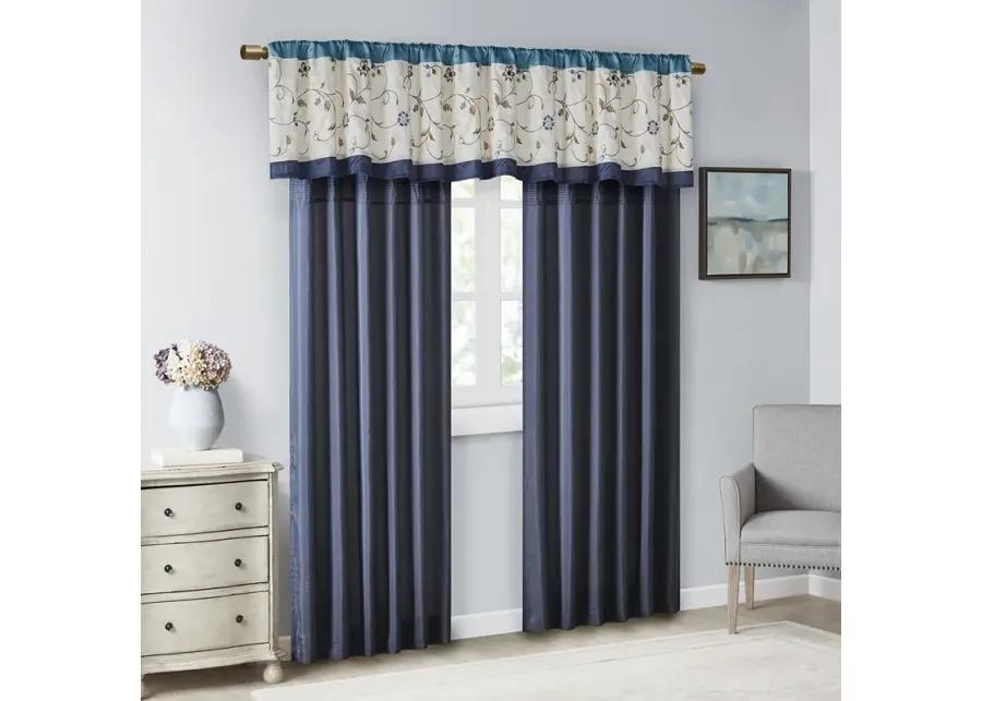 Madison Park Serene Navy Embroidered Curtain Panel