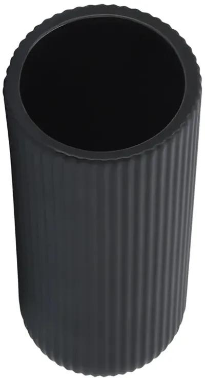 Ceramic, 11"h Ridged Vase, Black