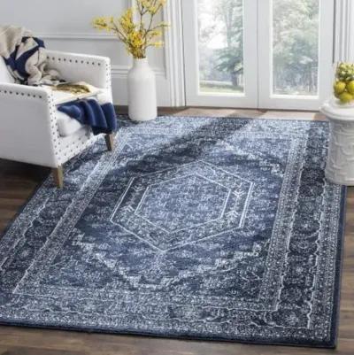 Adirondack Contemporary Navy / Ivory 3' X 5' Powerloomed Rug