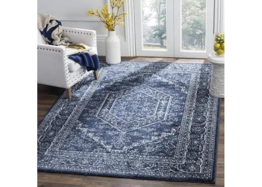 Adirondack Contemporary Navy / Ivory 3' X 5' Powerloomed Rug