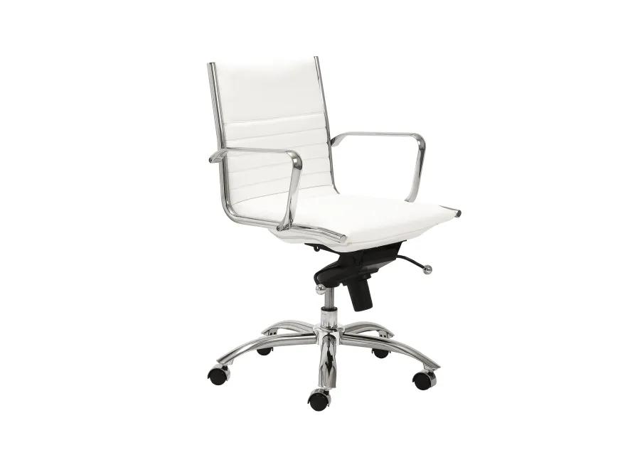 Dirk Low Back Office Chair in White with Chromed Steel Base