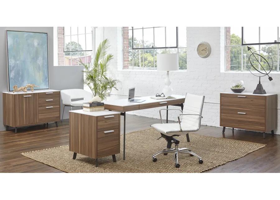 Dirk Low Back Office Chair in White with Chromed Steel Base