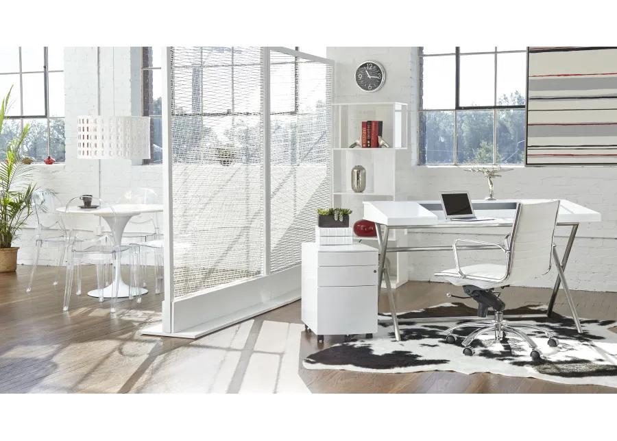 Dirk Low Back Office Chair in White with Chromed Steel Base