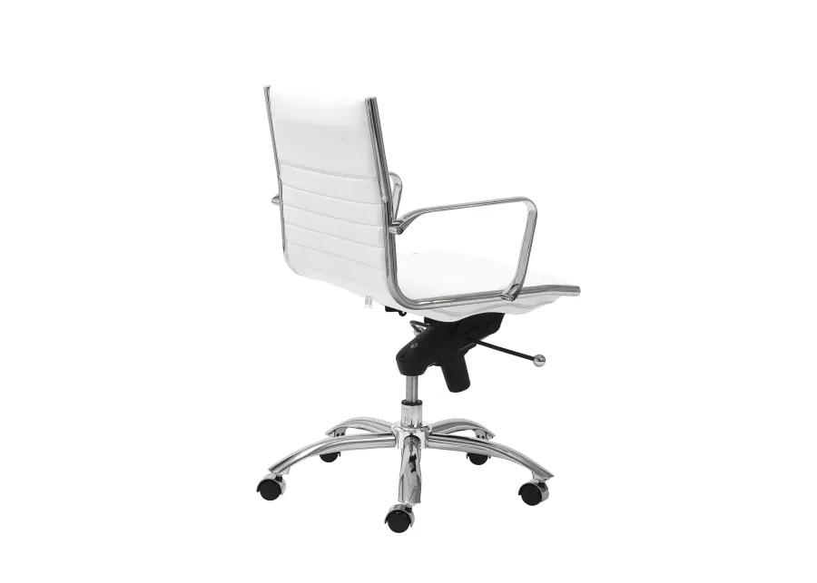 Dirk Low Back Office Chair in White with Chromed Steel Base