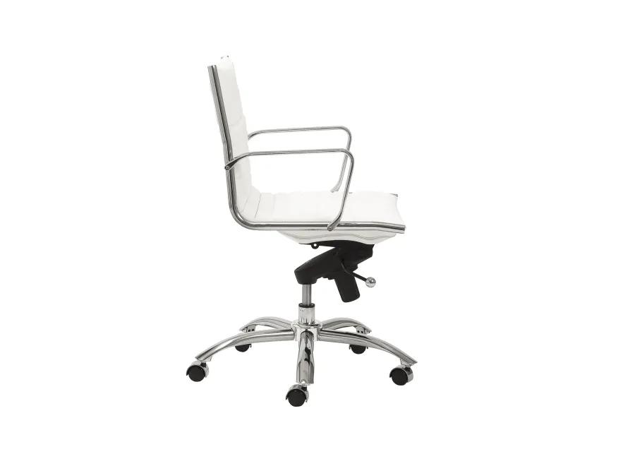 Dirk Low Back Office Chair in White with Chromed Steel Base