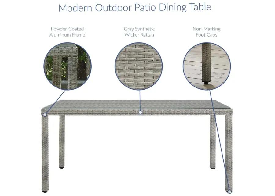 Aura 68" Outdoor Patio Wicker Rattan Dining Table