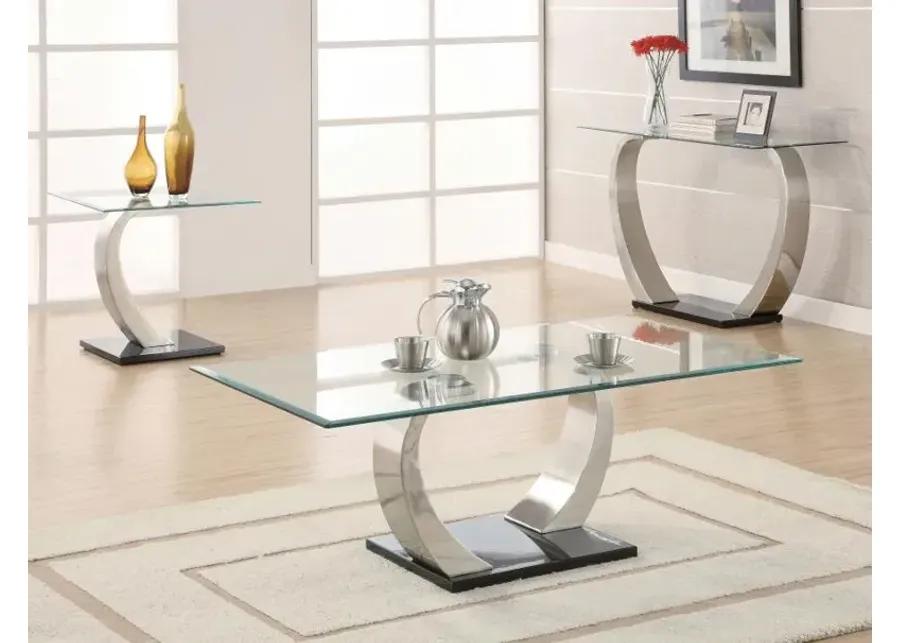 Pruitt Glass Top End Table Clear and Satin