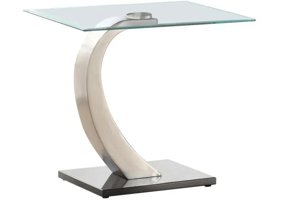 Pruitt Glass Top End Table Clear and Satin