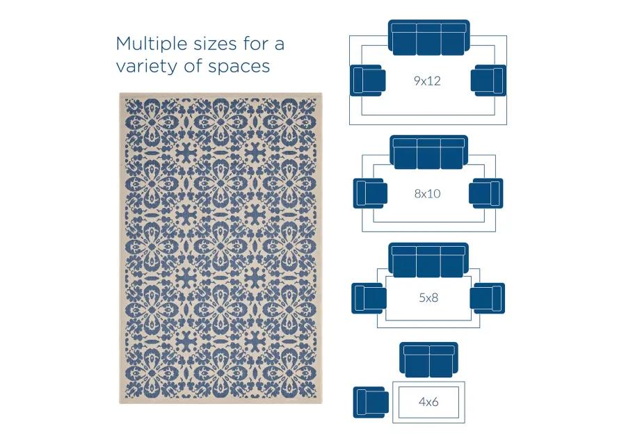 Ariana Vintage Floral Trellis 9x12 Indoor and Outdoor Area Rug