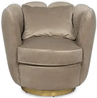 Cosmo Velvet Swivel Chair (Latte)